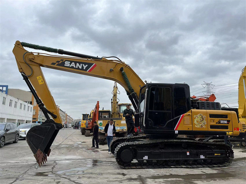 Excavadora hidráulica usada de 21 toneladas SANY 215C Excelente desempenho Cor marrom